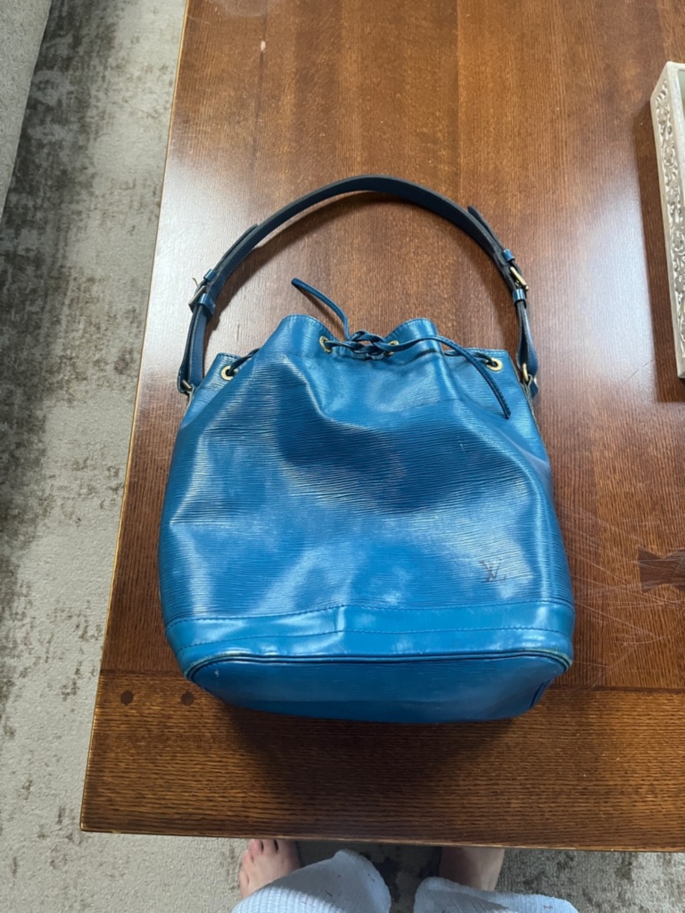 Louis Vuitton Blue Epi Leather Drawstring Hobo